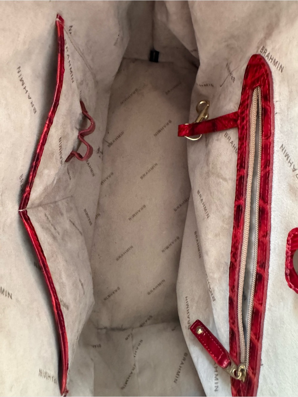 Brahmin Ruby Red Croc-Embossed Leather Tote - Picture 5 of 10
